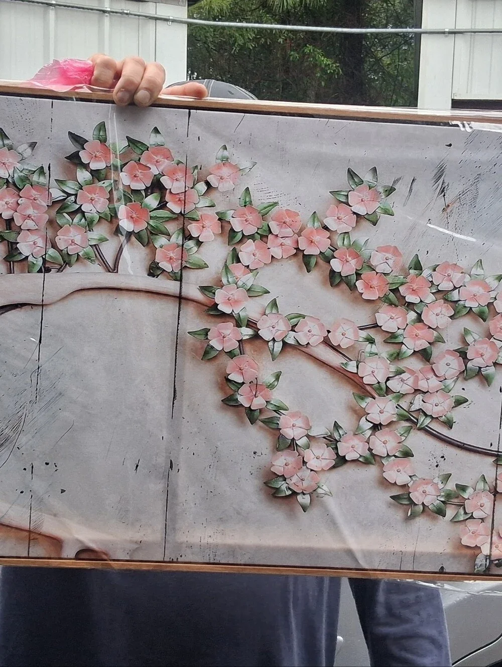Pink Floral Vine Wall Art Panel - Brand